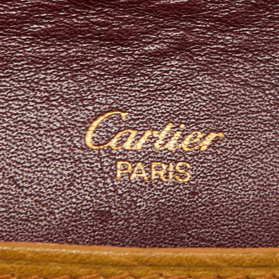 Cartier Tan Leather Flap Pen Pouch In Good Condition For Sale In Dubai, Al Qouz 2