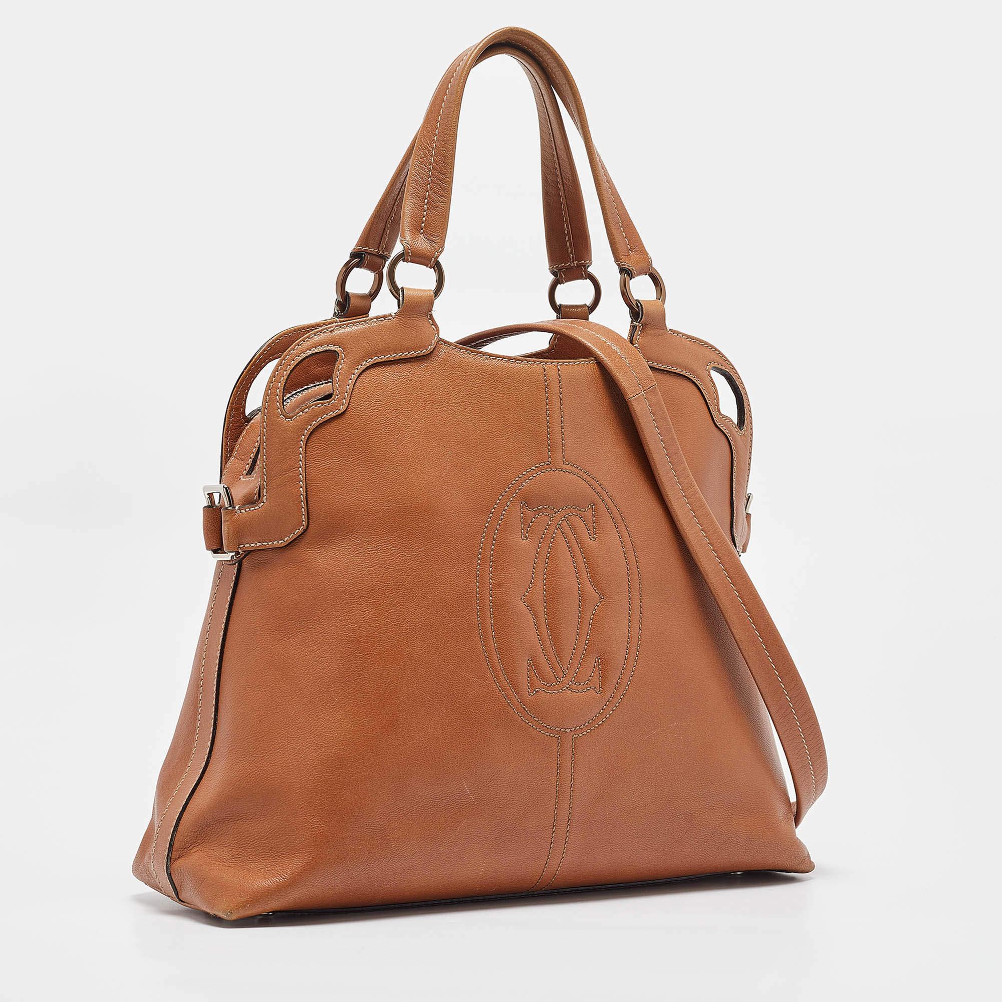 Brown Cartier Tan Leather Marcello de Cartier Satchel