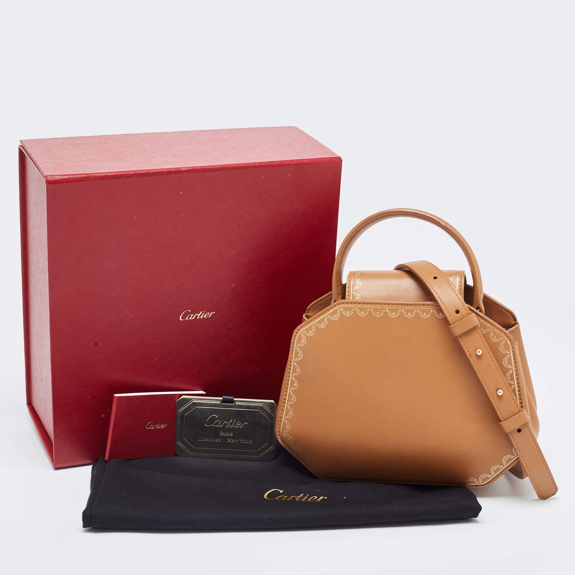 Cartier Tan Leather Mini Guirlande De Cartier Top Handle Bag 10