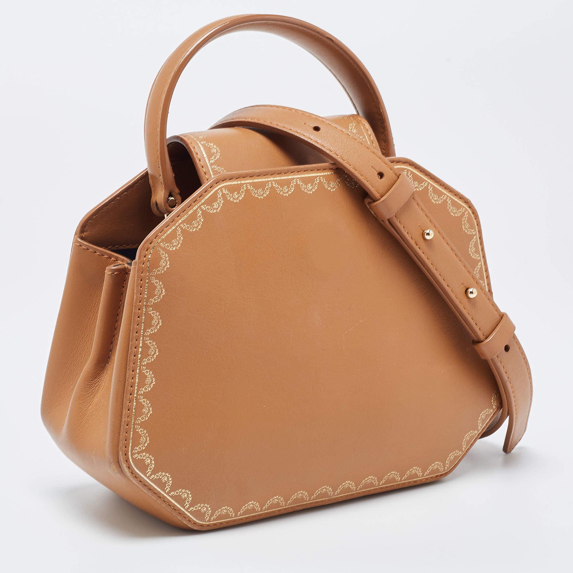 Cartier Tan Leather Mini Guirlande De Cartier Top Handle Bag In Good Condition In Dubai, Al Qouz 2