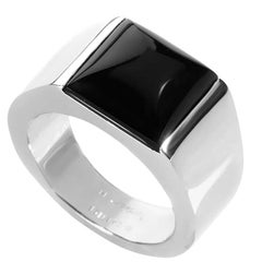 Cartier Tank 18 Karat White Gold Onyx Ring