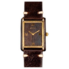 Cartier Tank 18K Electroplated Must de Cartier Holz Zifferblatt mechanische Uhr 1975's