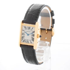 Cartier Tank 18k Yellow Gold Ladies Watch on Leather Band 2442 W1529856