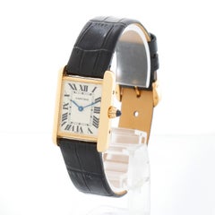 Cartier Tank 18k Yellow Gold Ladies Watch on Leather Band 2442 W1529856