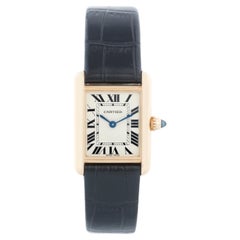 Vintage Cartier Tank 18k Yellow Gold Ladies Watch on Leather Band 2442 W1529856