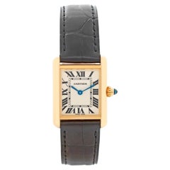 Cartier Tank 18k Yellow Gold Ladies Watch on Leather Band 2442 W1529856