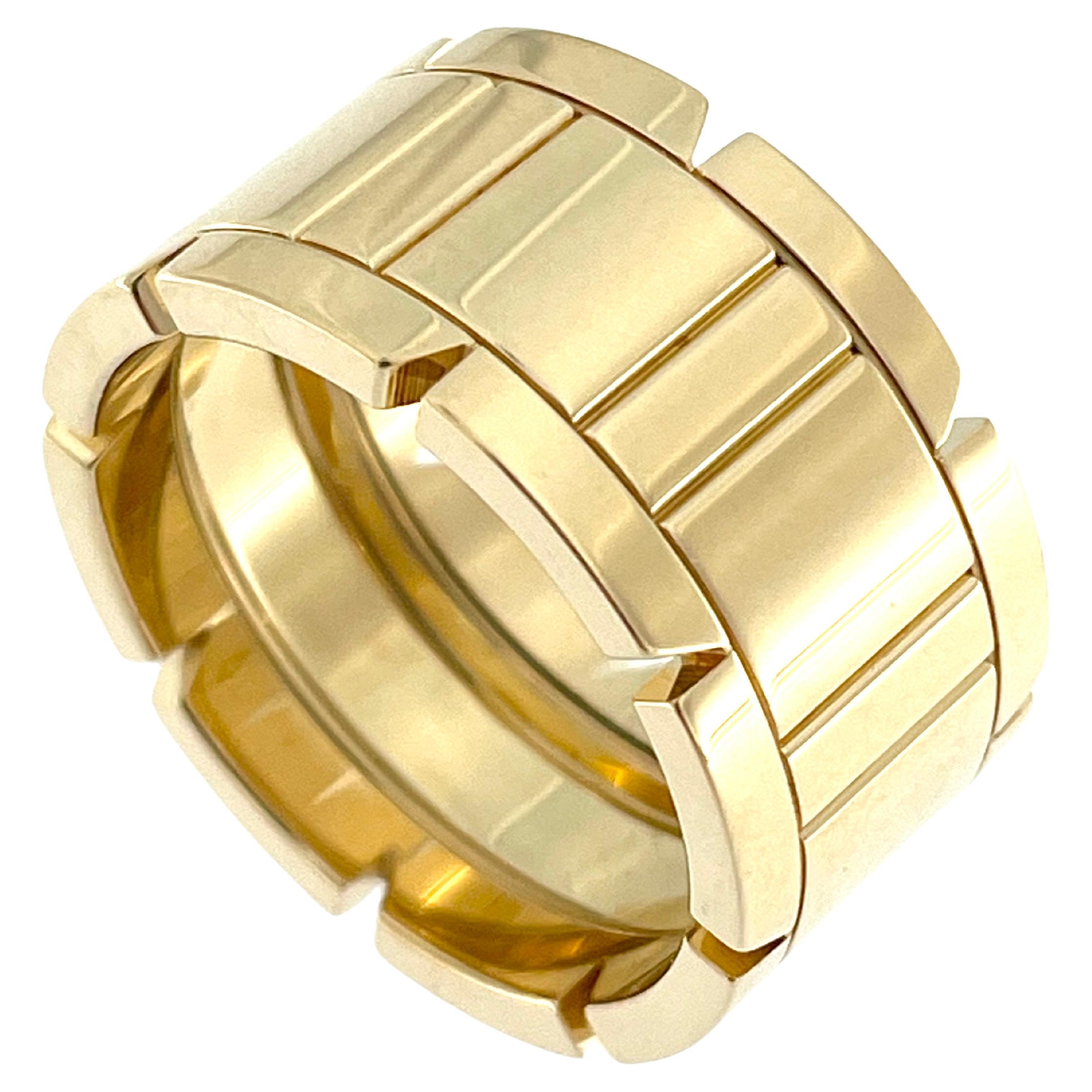 Cartier "TANK" 18karat Yellow Gold Band Ring Large Model For Sale