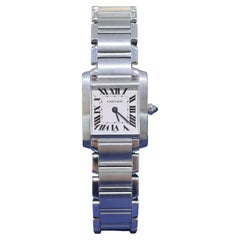 Cartier Tank 2300 Stainless Steel Watch with Roman Numerals