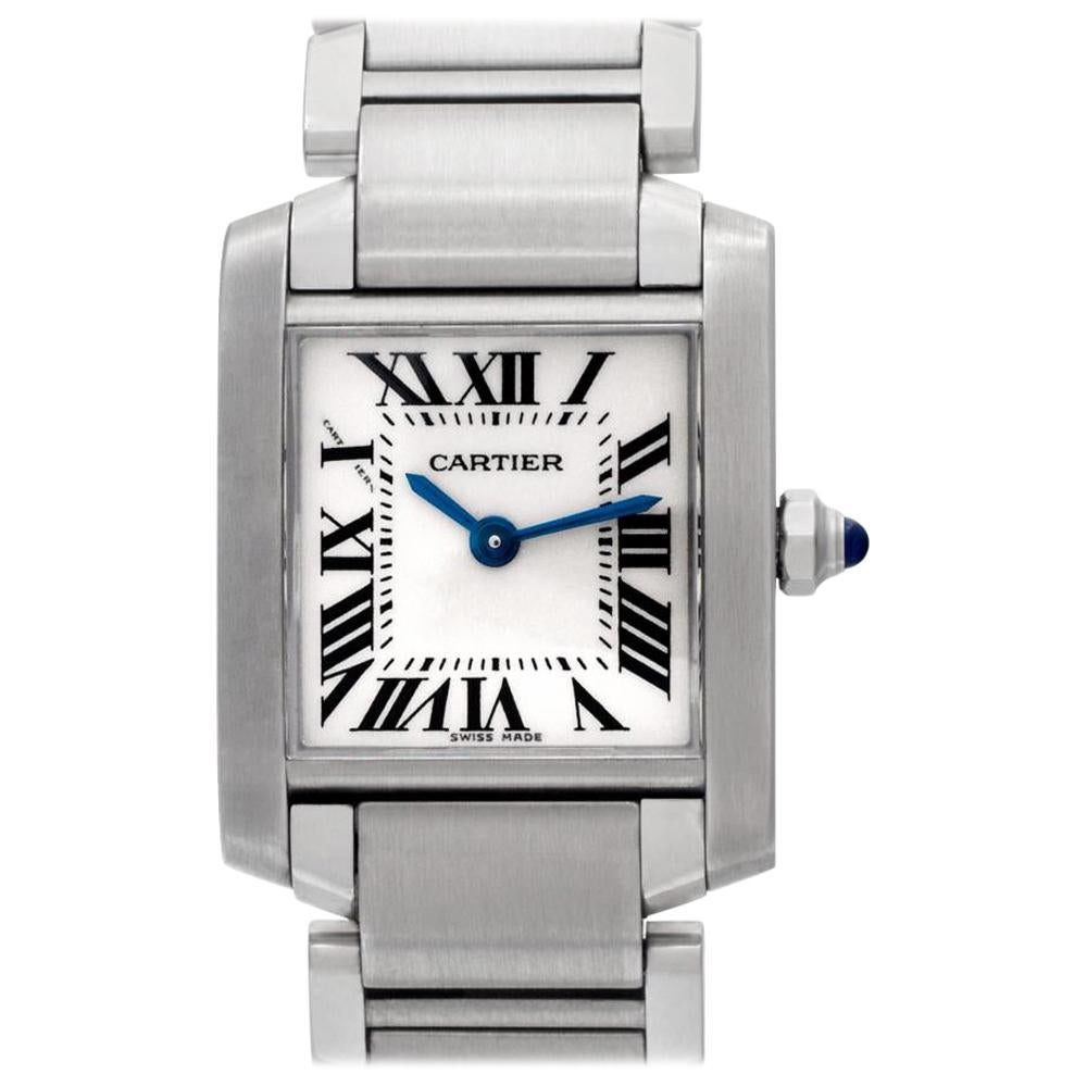 Cartier Tank 2384 Stainless Steel White Dial Quartz Watch