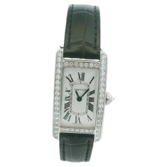 Cartier Tank 2489 Diamond Bezel 18-Karat Ladies Watch In Stock