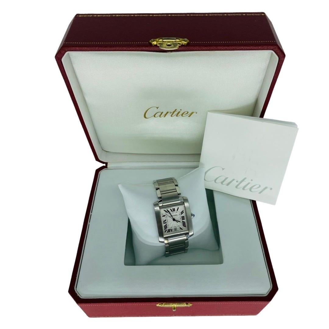 Women's or Men's Cartier Tank 28mm Automatic Francaise with Date Stainless Steel Watch For Sale