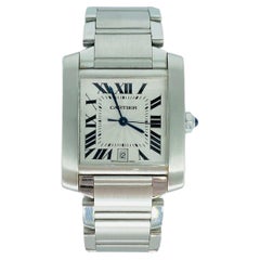 Cartier Tank 28mm Automatic Francaise avec date en acier inoxydable