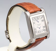 Cartier Tank A Vis 18KWG 2 Time Zones Ref 2552 Skeleton Back Wristwatch