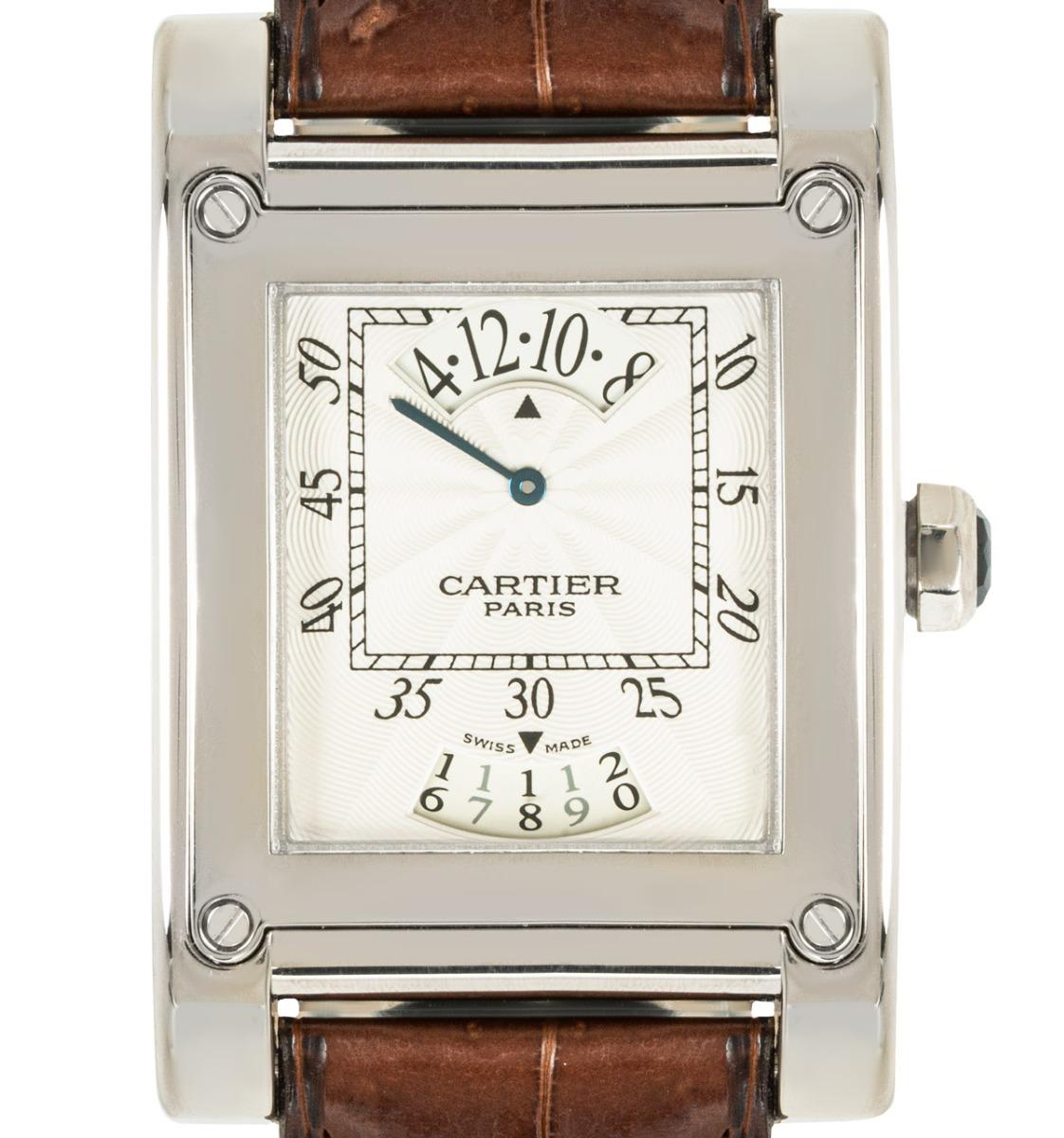 Montre Cartier Tank À Vis CPCP or blanc 2554 Excellent état à Mayfair, London, London