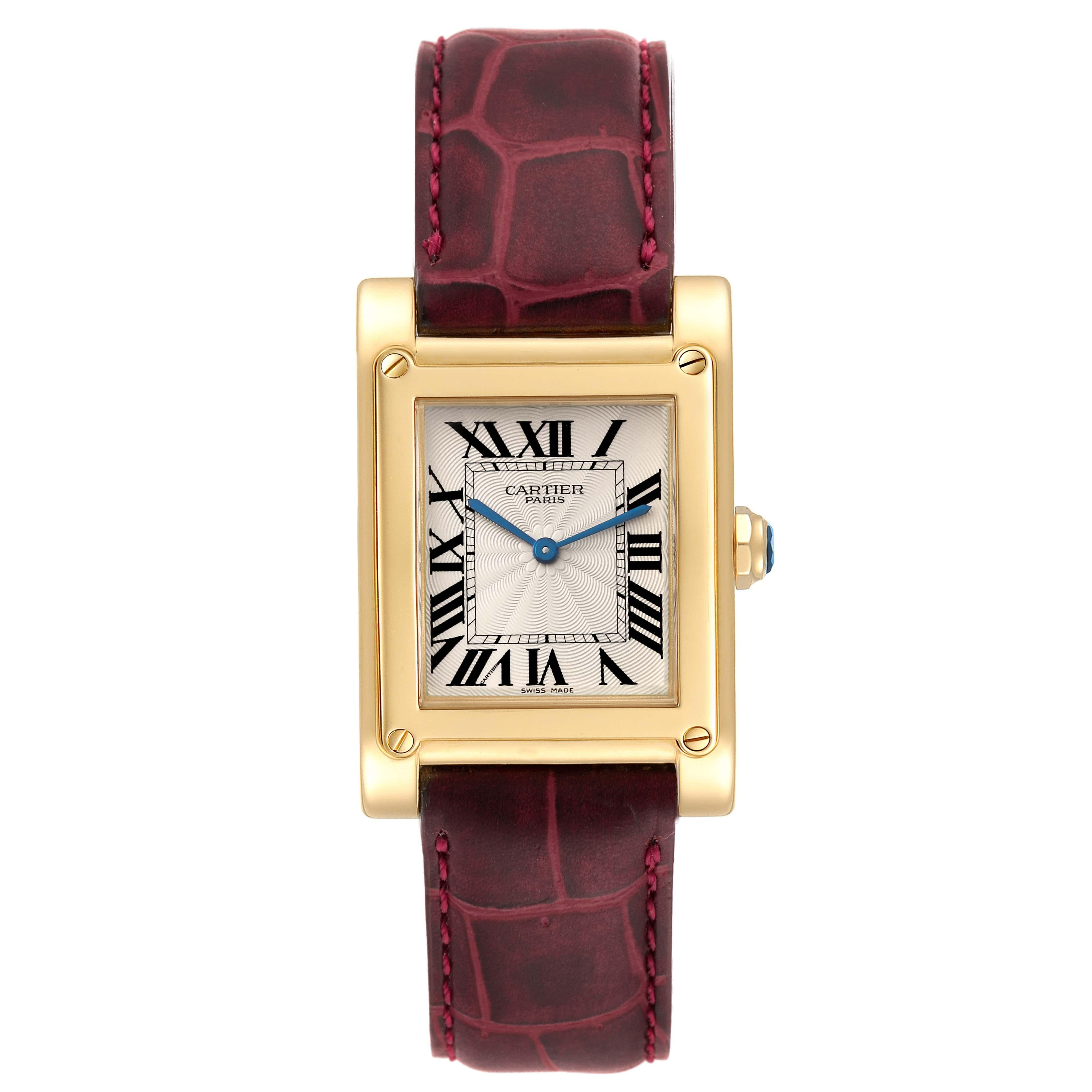 Cartier Tank a Vis Privee CPCP Collection Yellow Gold Mens Watch W1529451 In Excellent Condition For Sale In Atlanta, GA