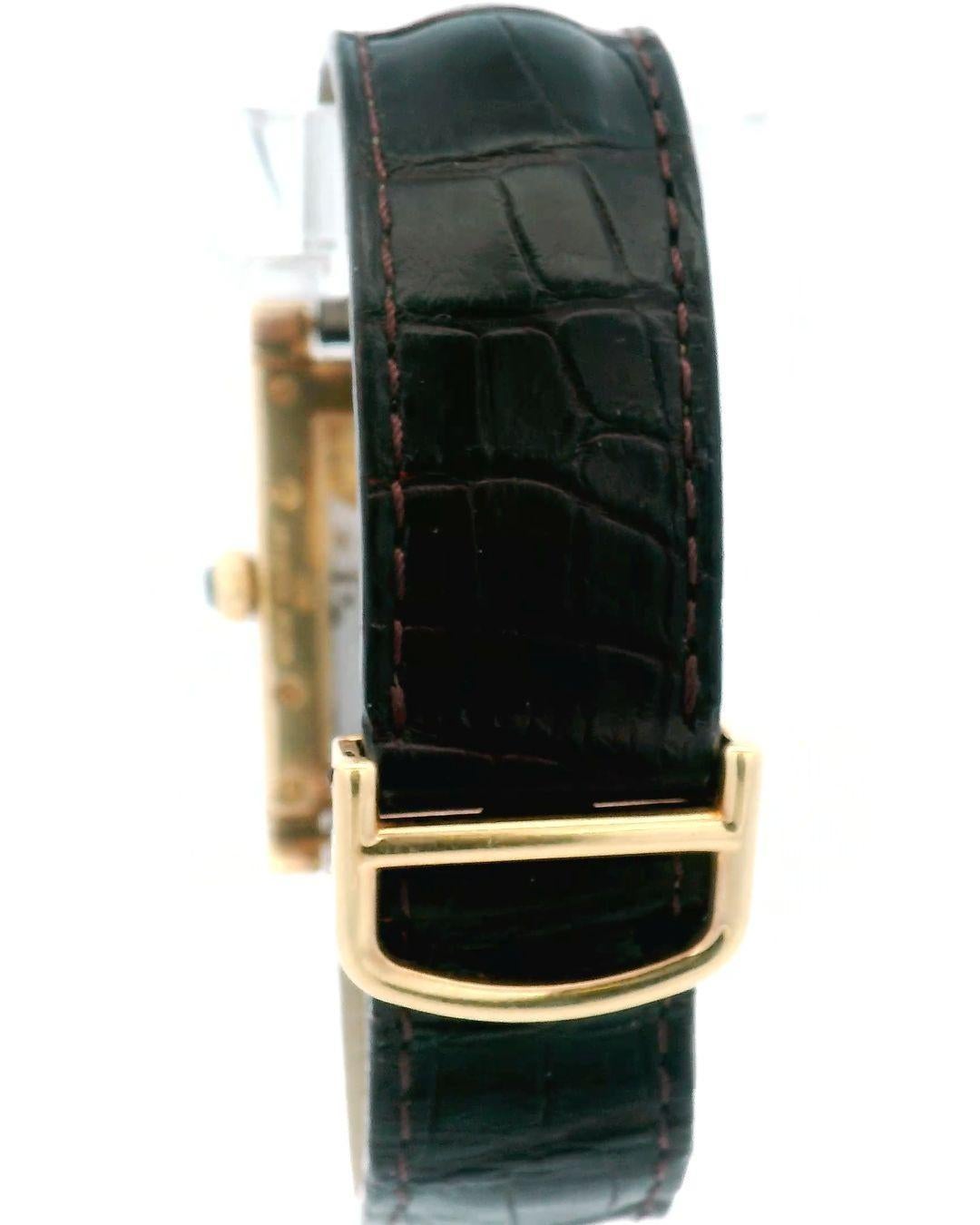 Cartier Tank a Vis W1534251- 18K Yellow Gold 2-Time Zone Watch For Sale 1