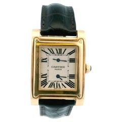 Cartier Tank a Vis W1534251- Montre à 2 fuseaux horaires en or jaune 18 carats