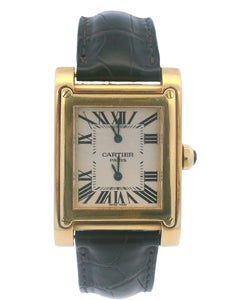 Cartier Tank a Vis W1534251 18K Yellow Gold Two-Time Zone Mechanical Watch