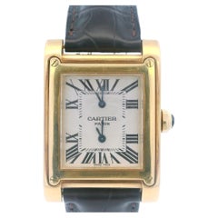 Cartier Tank a Vis W1534251 18K Yellow Gold Two-Time Zone Mechanical Watch