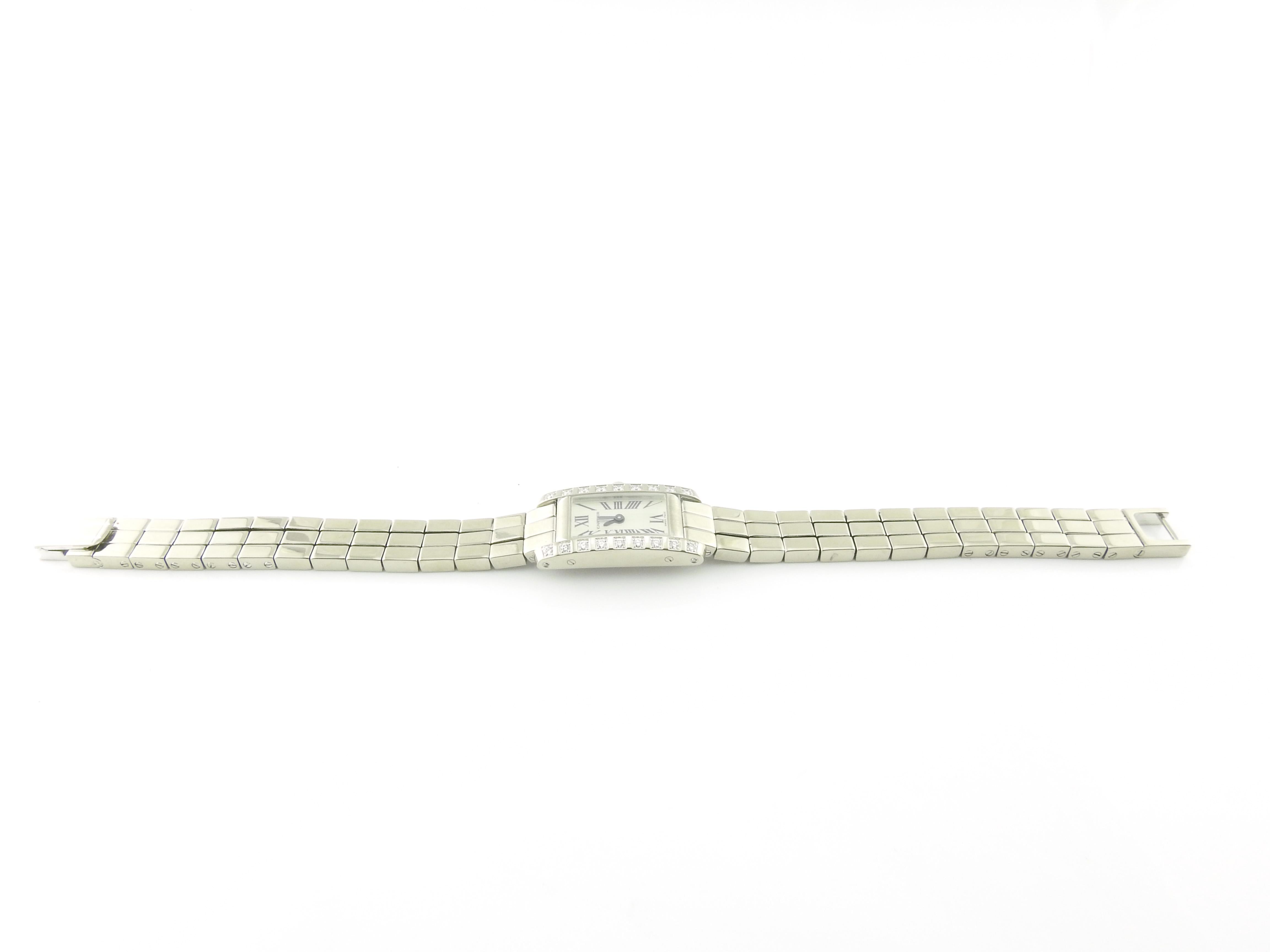 Women's Cartier Tank Allongee Lanieres 2544 18 Karat White Gold Diamond Ladies Watch Box