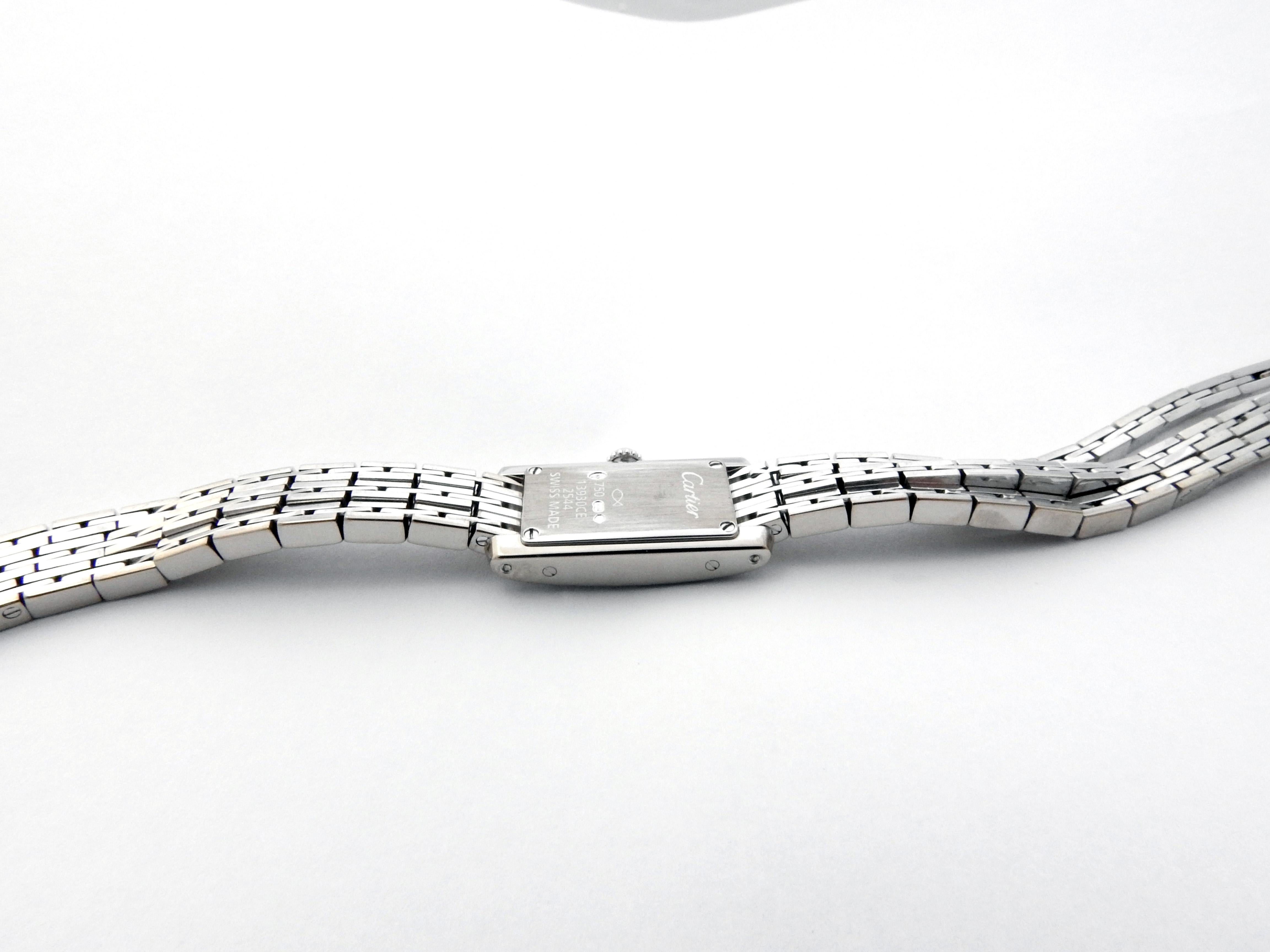 Cartier Tank Allongee Lanieres #2544 18 Karat White Gold Diamond Ladies Watch 3
