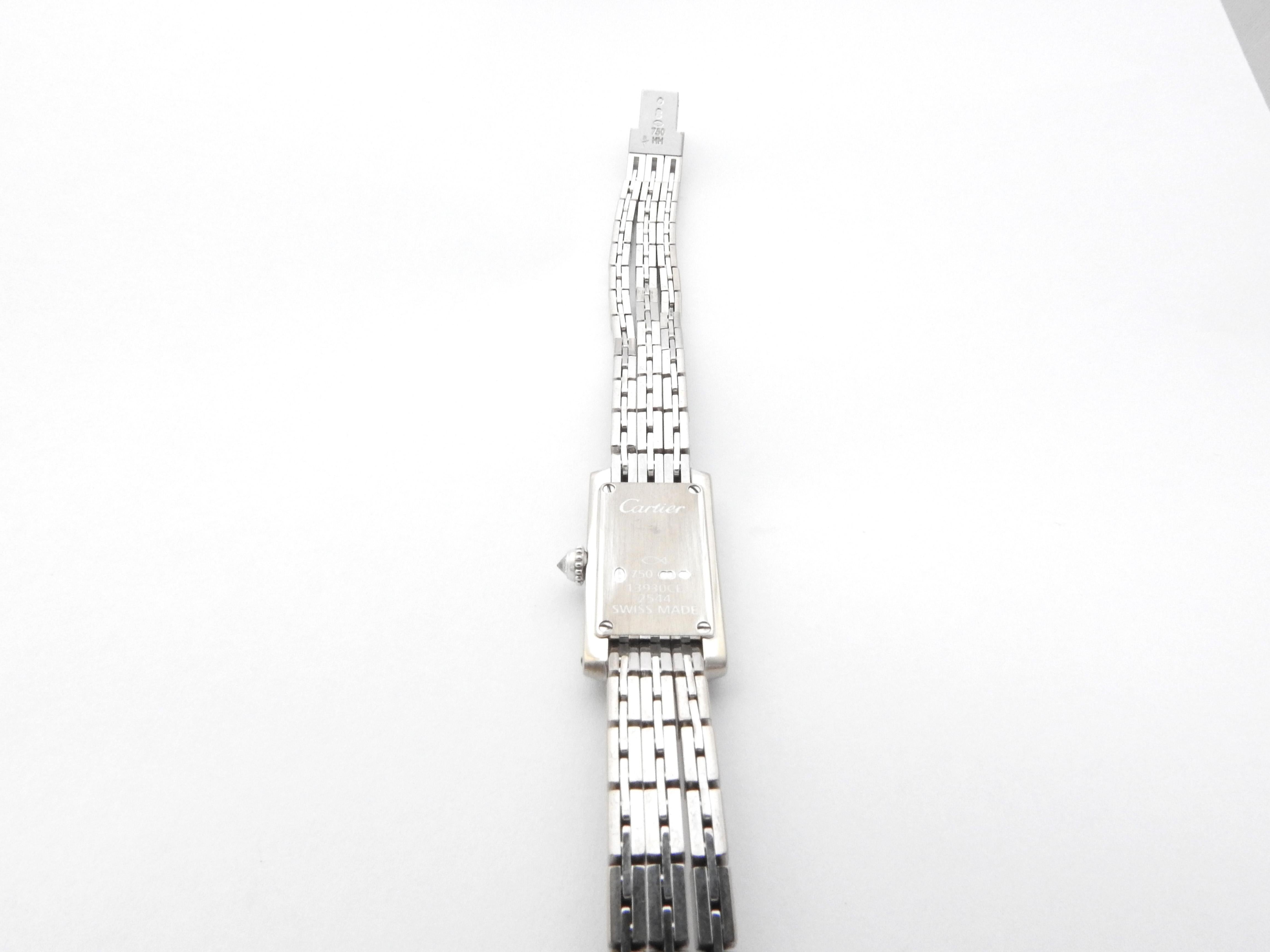 Women's Cartier Tank Allongee Lanieres #2544 18 Karat White Gold Diamond Ladies Watch