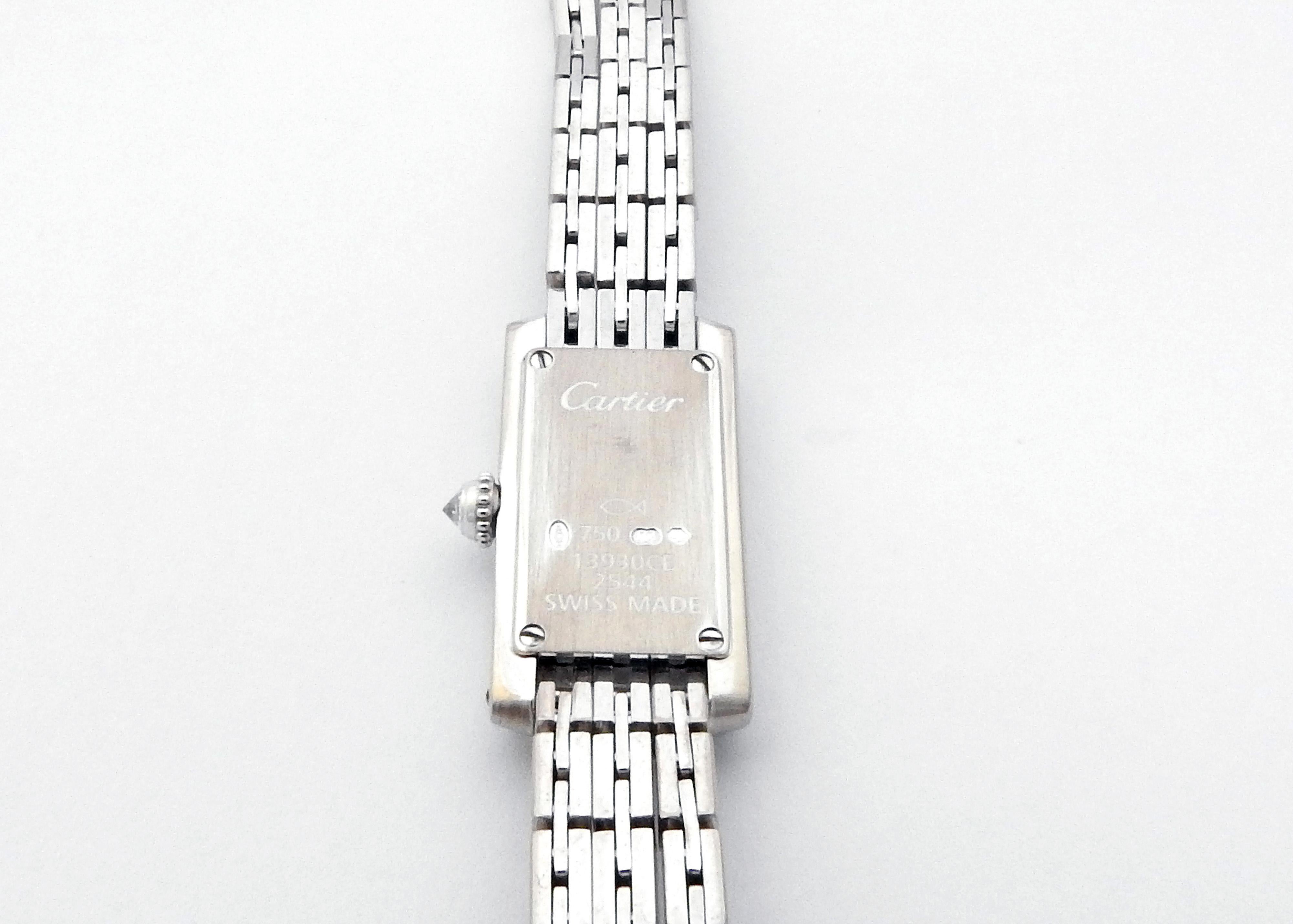 Cartier Tank Allongee Lanieres #2544 18 Karat White Gold Diamond Ladies Watch 1