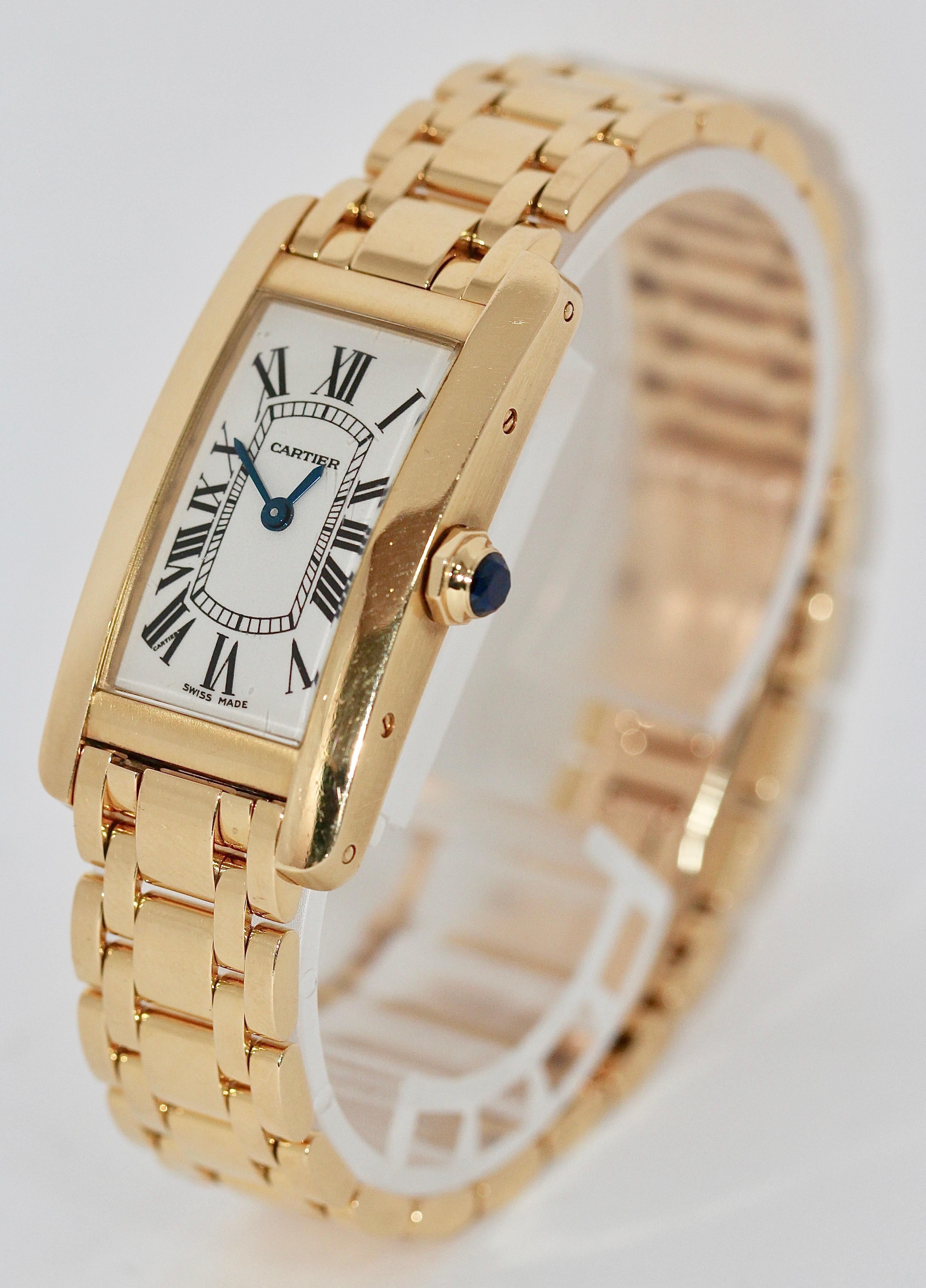 Cartier Tank Américaine 1710 Ladies 18 Karat Yellow Gold, Quartz Wristwatch In Fair Condition In Berlin, DE