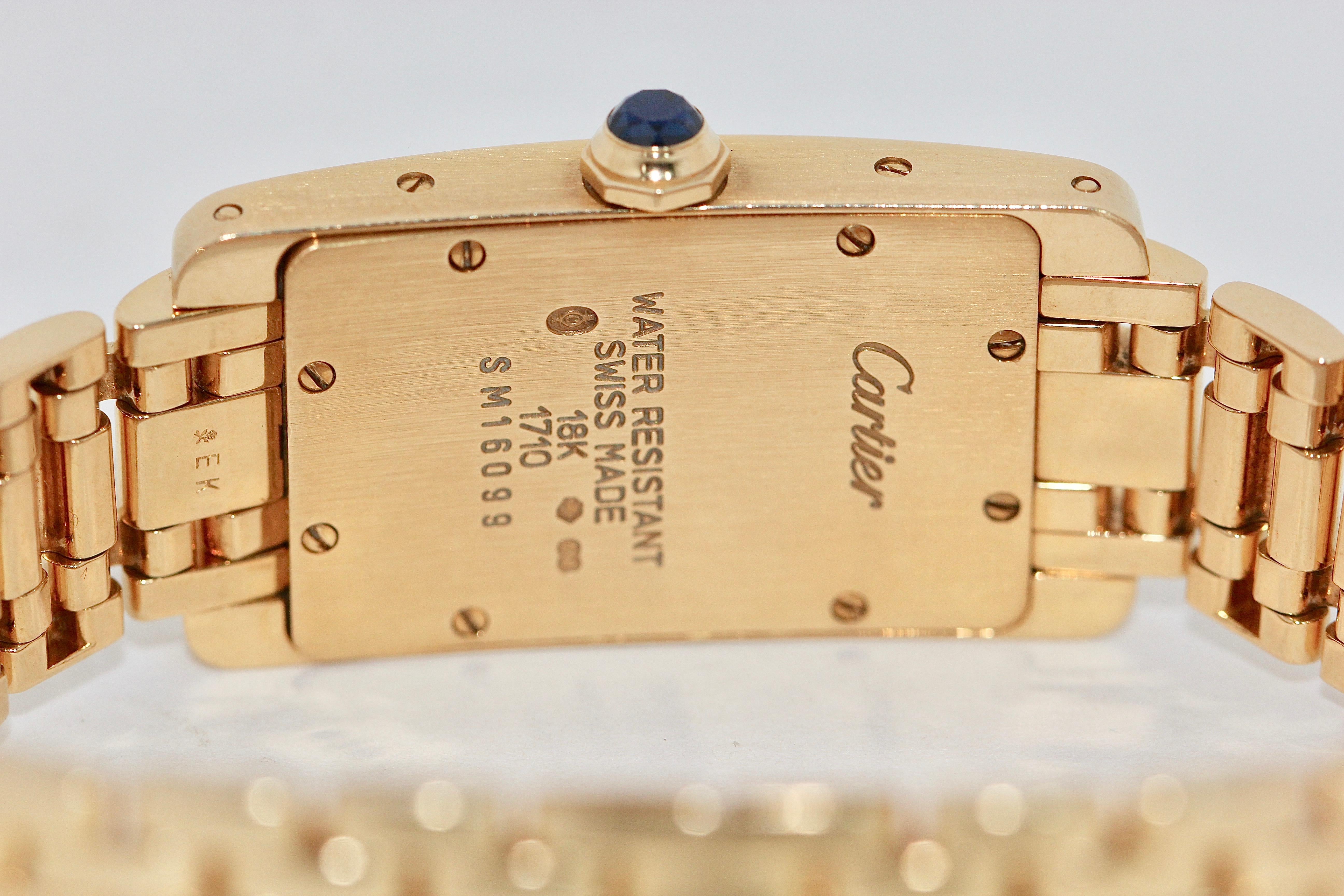 Cartier Tank Américaine 1710 Ladies 18 Karat Yellow Gold, Quartz Wristwatch 1