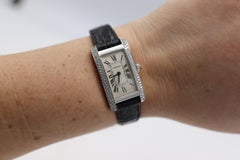 Cartier Tank Americaine 1713 18 Karat White Gold Diamond Leather Strap Watch  at 1stDibs
