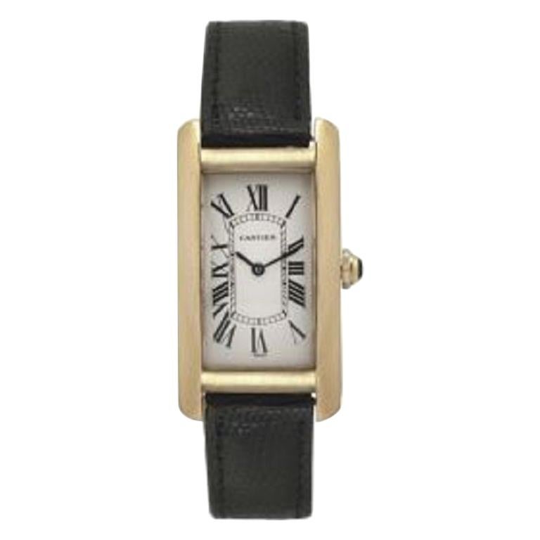 Cartier Tank Americaine 1720 Unisex Quartz Midsize Watch 18k Yellow Gold For Sale