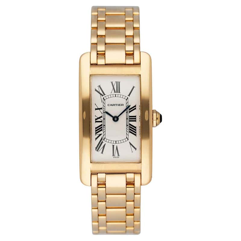 CARTIER Tank Americaine 18k Gold Automatic Chronograph at 1stDibs