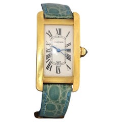 Cartier Tank Americaine 1725 18k Gelbgold 23mm Armbanduhr