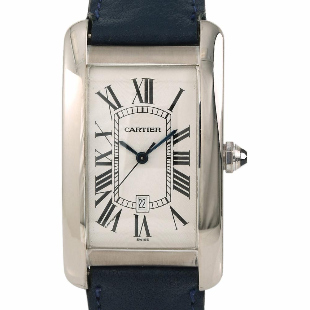 Cartier Tank Americaine 1741, Silver Dial, Certified and Warranty In Excellent Condition For Sale In Miami, FL