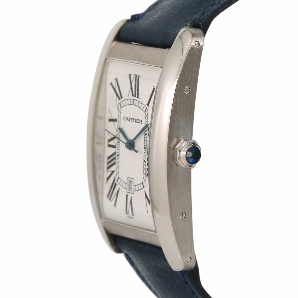 Men's Cartier Tank Americaine 1741, Silver Dial, Certified and Warranty For Sale