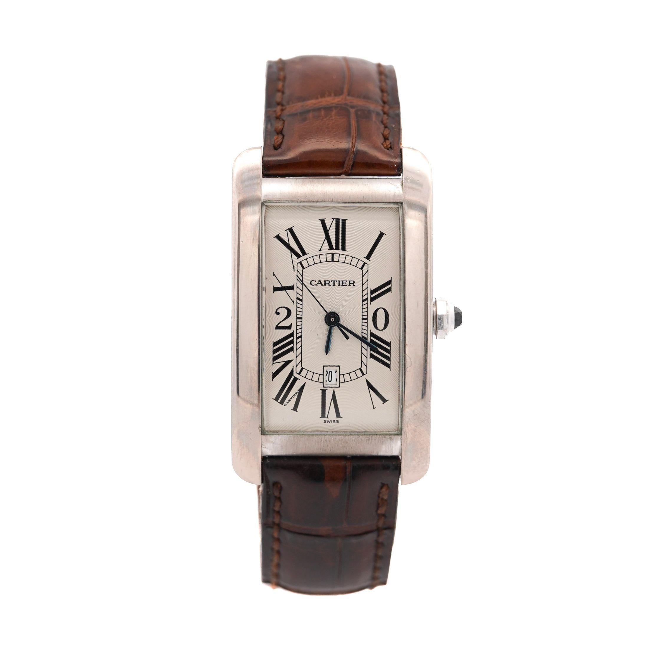 Reloj Automático Cartier Tank Americaine 1741 Oro Blanco Edición Servicio 20 años en venta 5