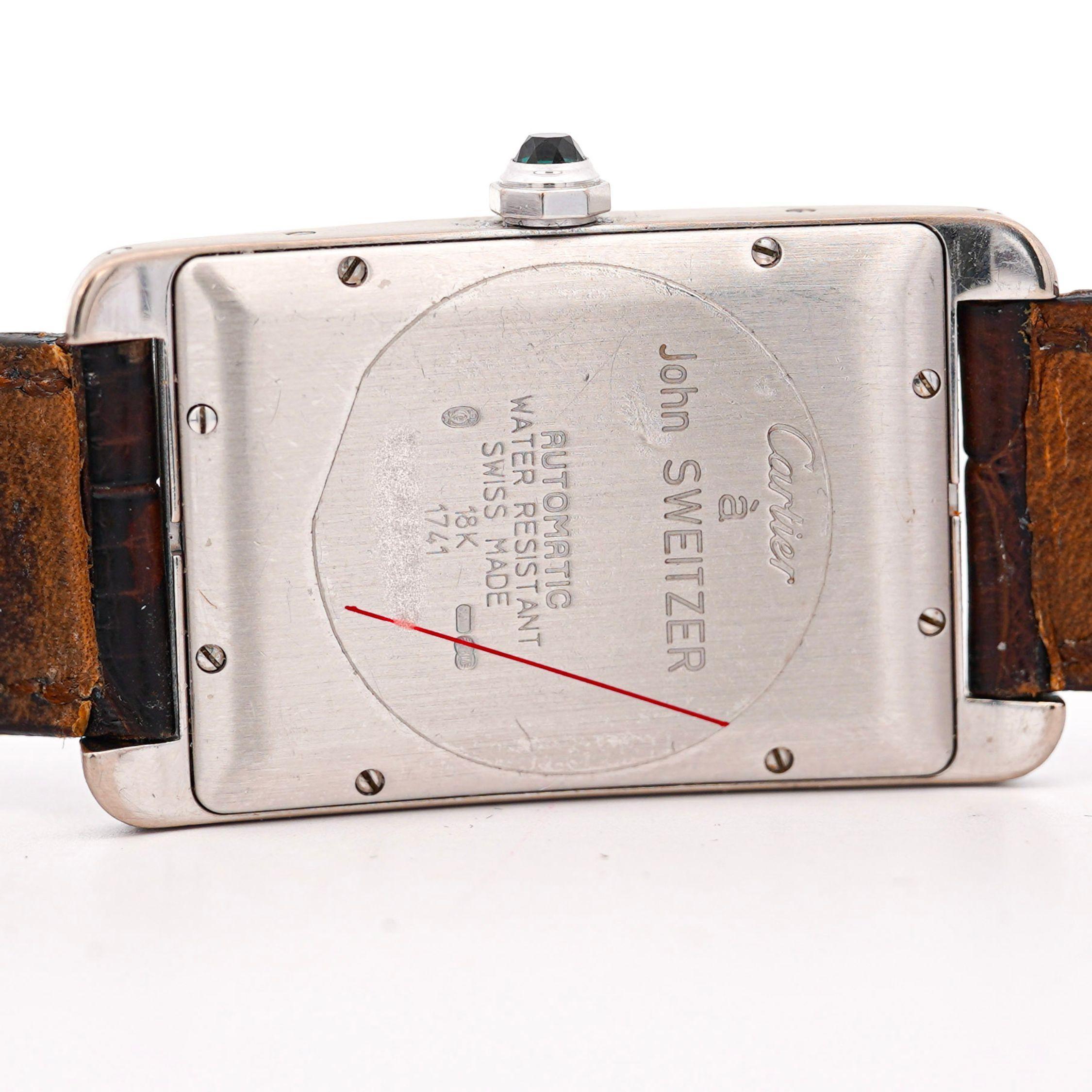 Reloj Automático Cartier Tank Americaine 1741 Oro Blanco Edición Servicio 20 años Art Decó en venta