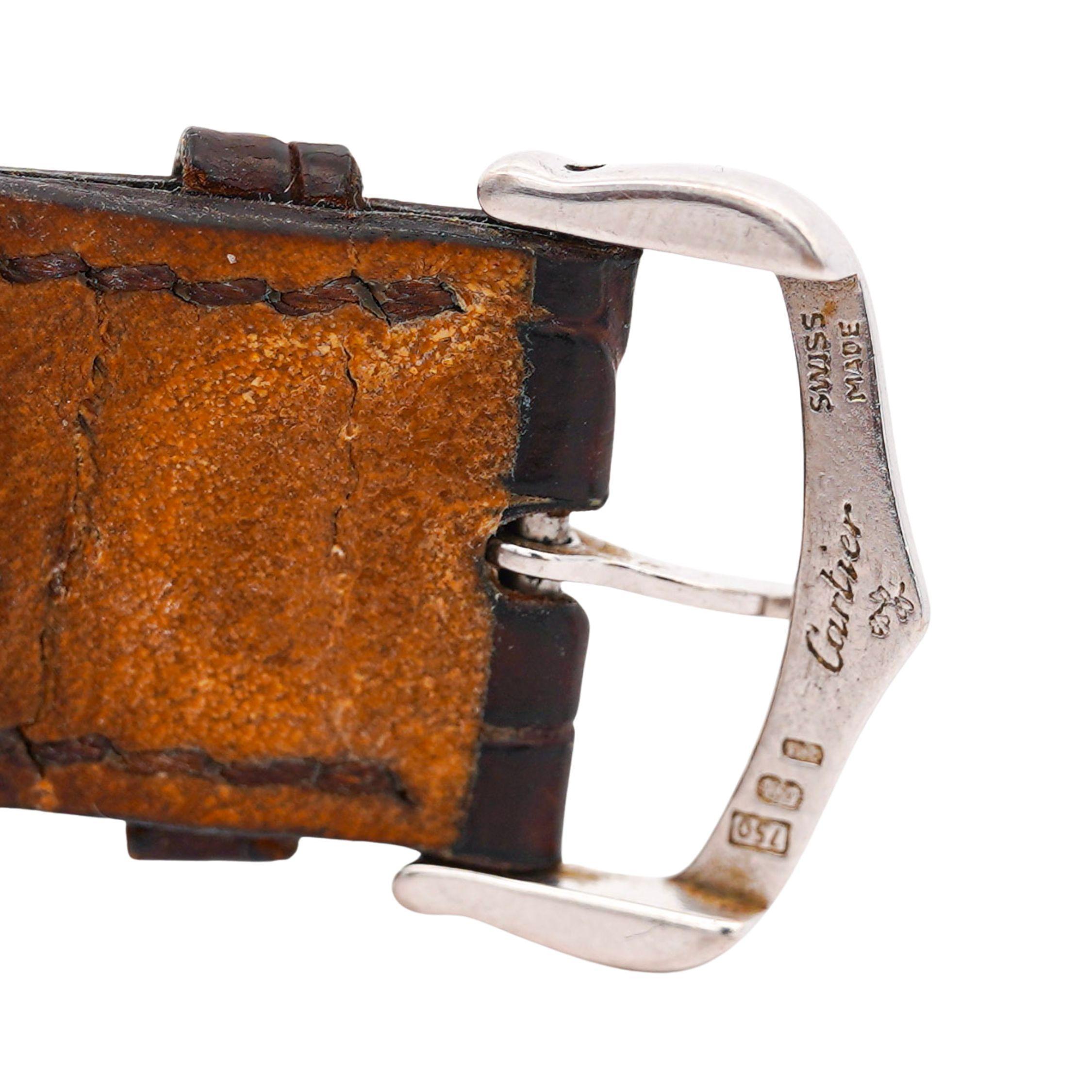 Reloj Automático Cartier Tank Americaine 1741 Oro Blanco Edición Servicio 20 años en Excelente estado para la venta en Miami, FL