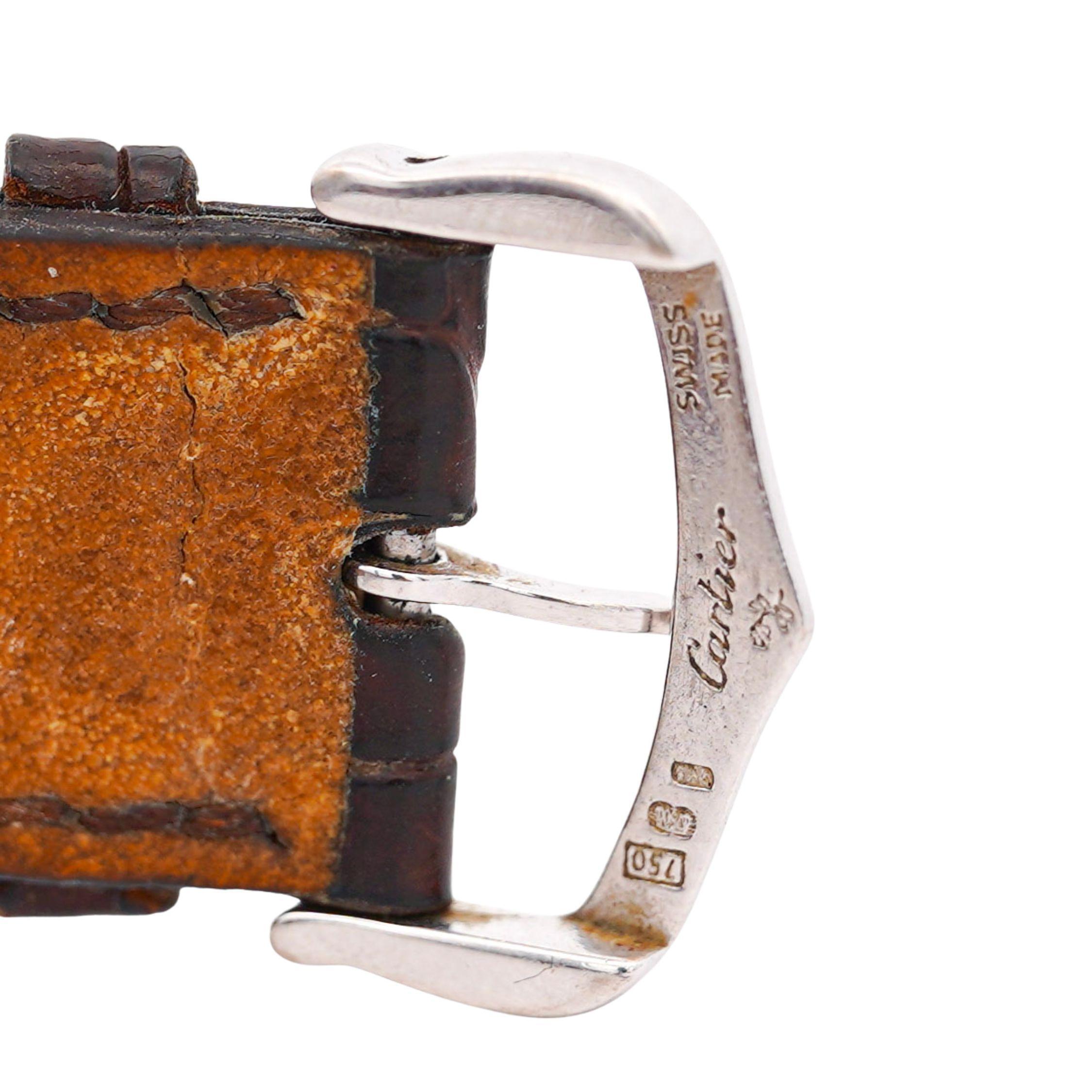 De las mujeres Reloj Automático Cartier Tank Americaine 1741 Oro Blanco Edición Servicio 20 años en venta