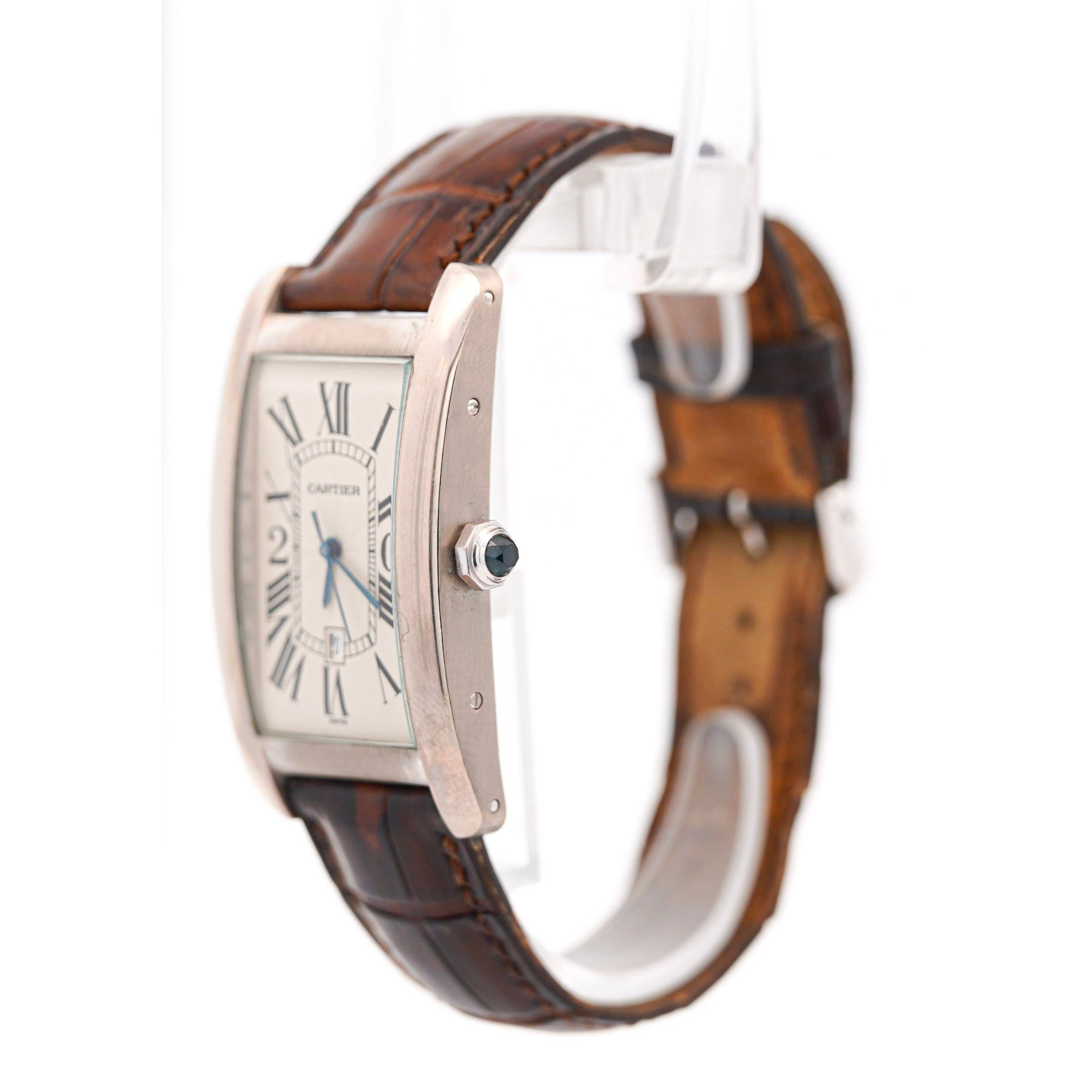 Reloj Automático Cartier Tank Americaine 1741 Oro Blanco Edición Servicio 20 años en venta 4