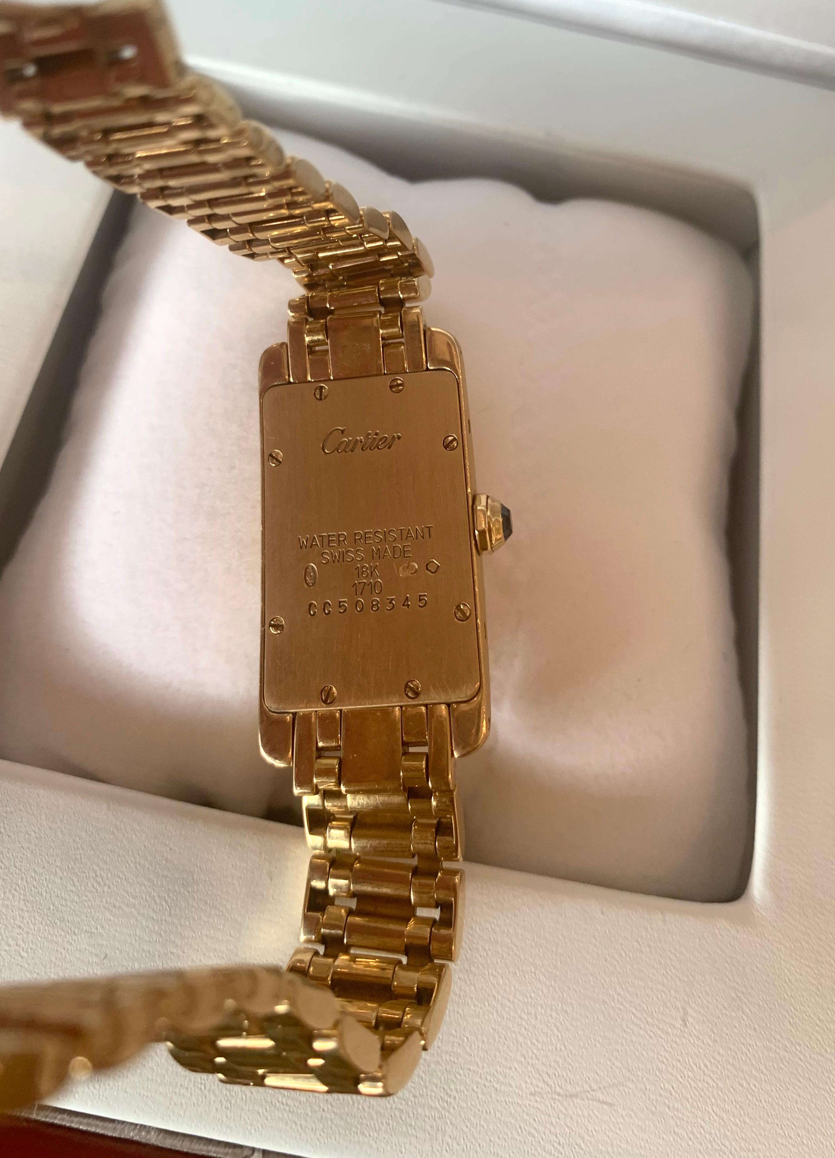 Cartier Tank Americaine 18 Carat Yellow Gold Ladies Watch at 1stDibs