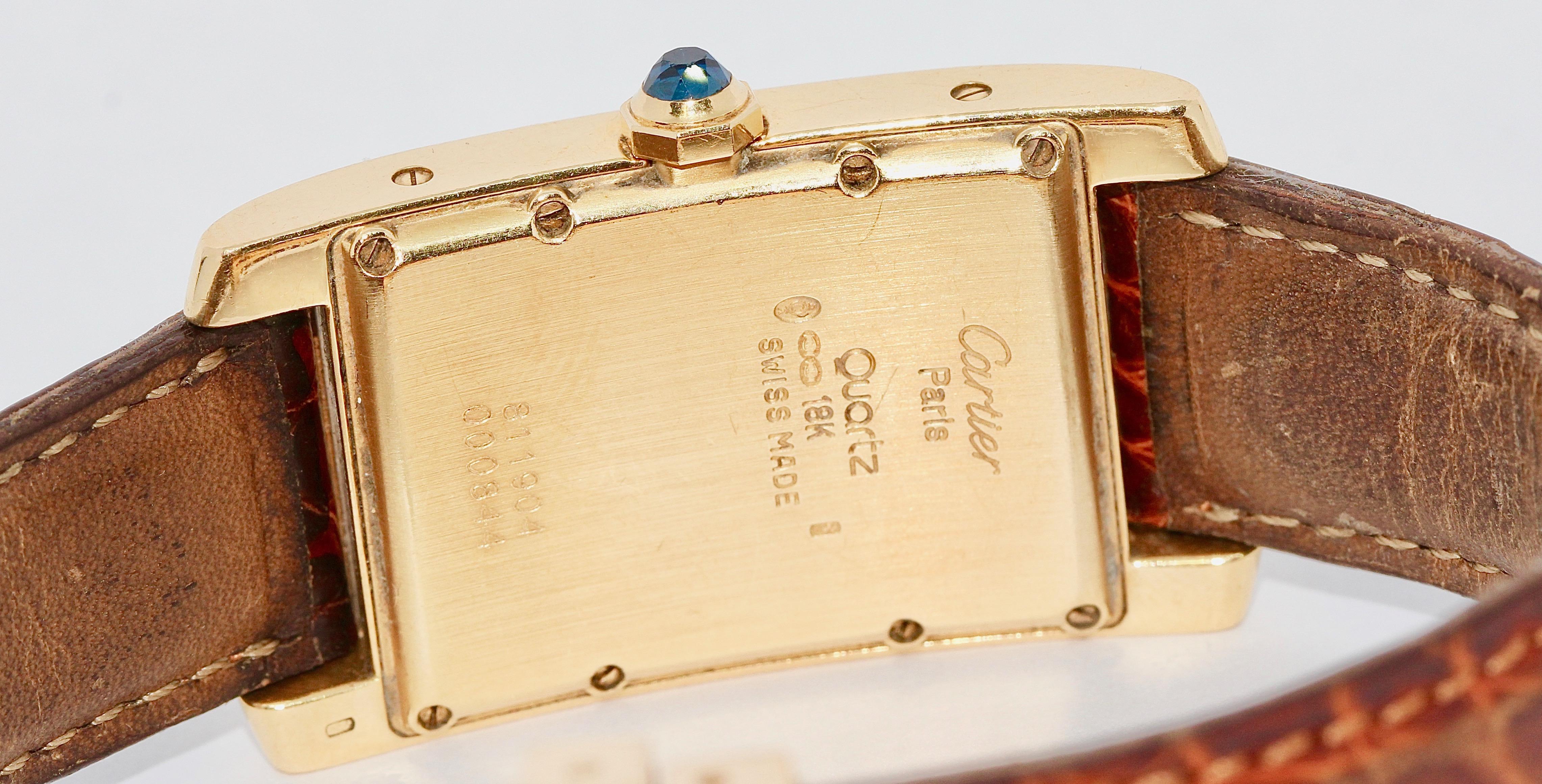 Cartier Tank Americaine 18 Karat Gold Ladies Watch with Original Certificate 1