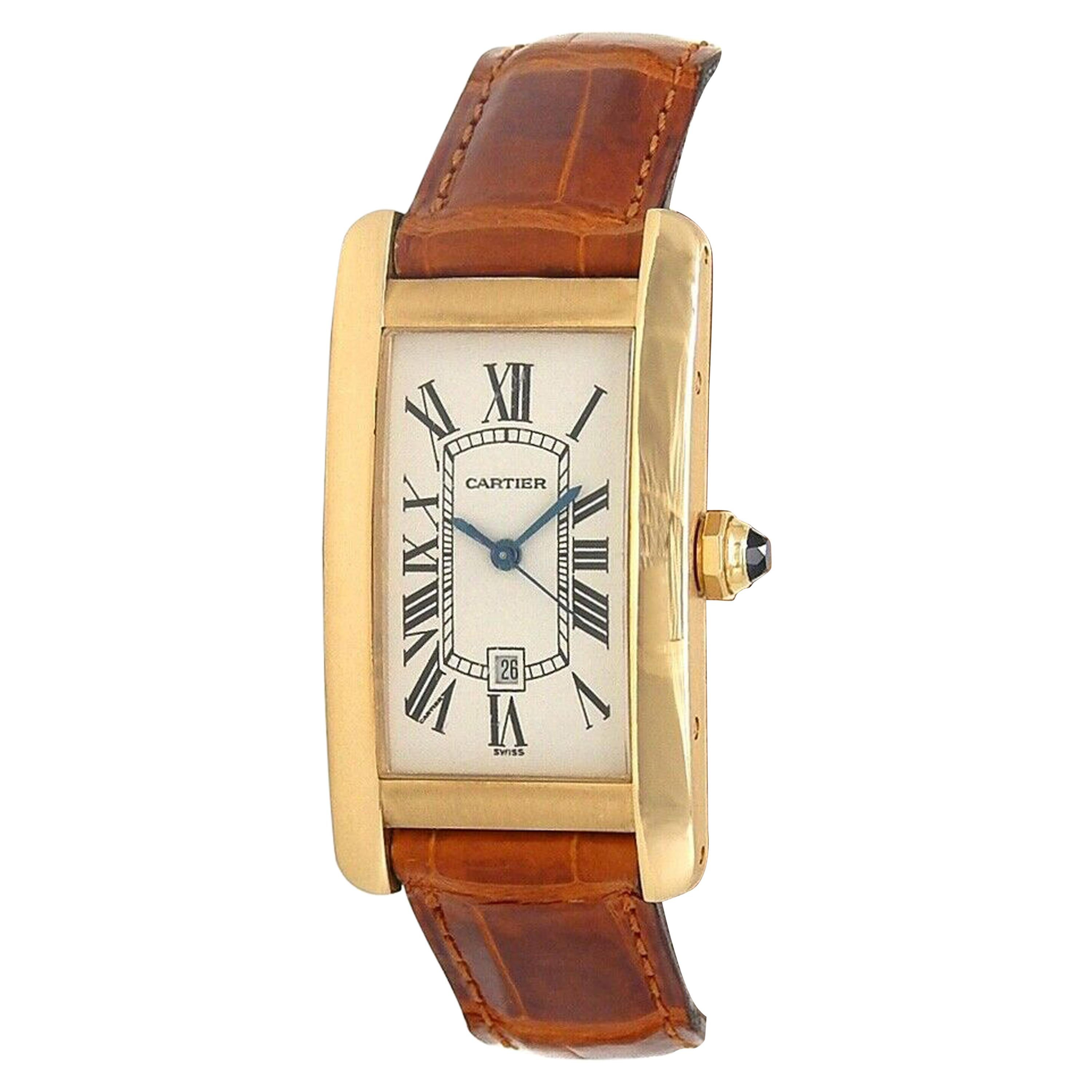 Cartier Tank Americaine 18 Karat Rose Gold Automatic Men's Watch W2620030 For Sale