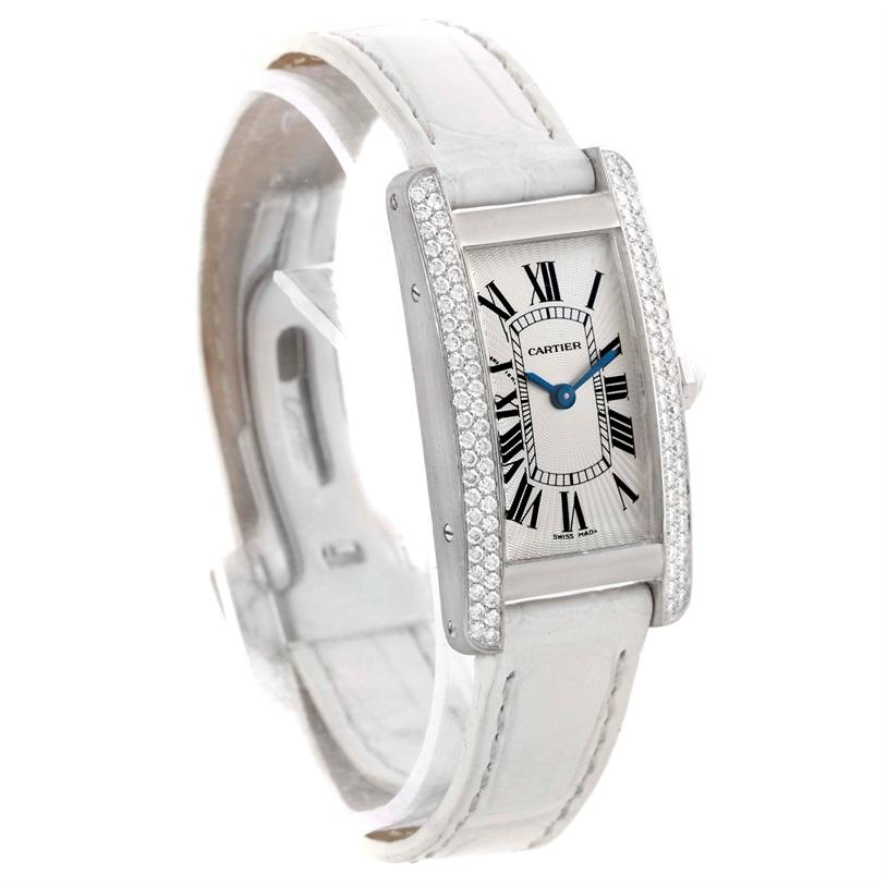 Cartier Tank Americaine 18 Karat White Gold Diamond Watch WB701851 In Excellent Condition In Atlanta, GA