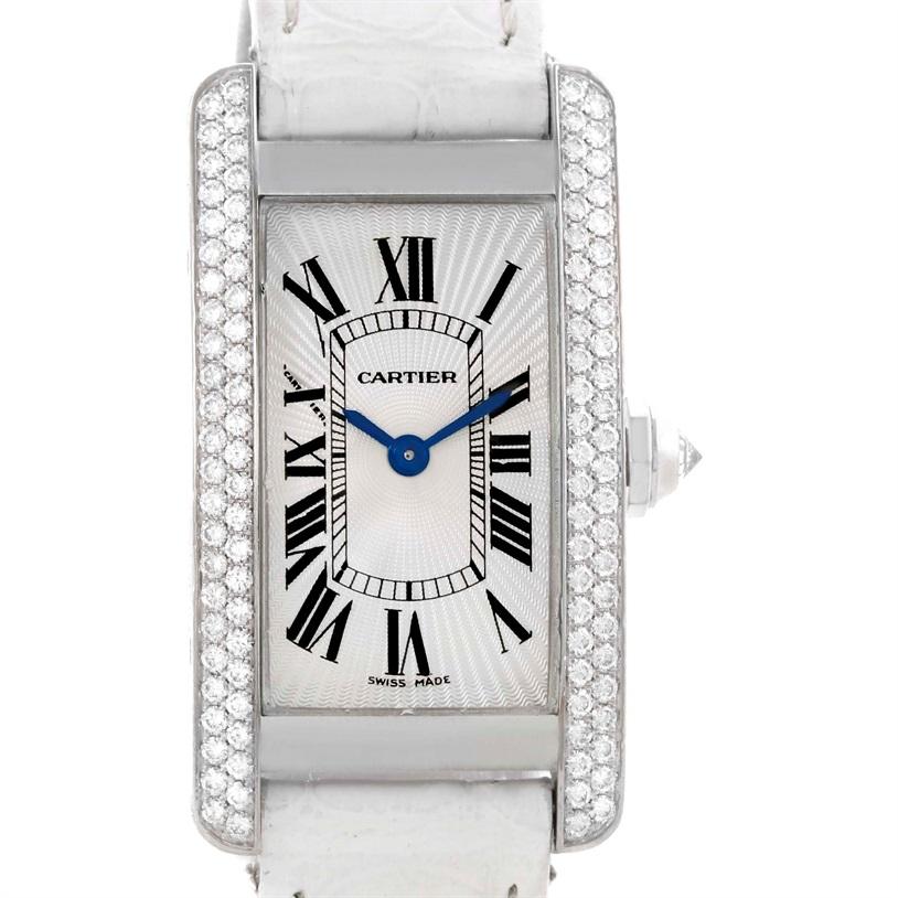 Cartier Tank Americaine 18 Karat White Gold Diamond Watch WB701851