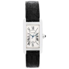 Cartier Tank Americaine 18 Karat White Gold on a Strap Watch W26036L1