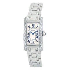 Cartier Tank Americaine 18 Karat White Gold Women's Watch Quartz WB7018L1