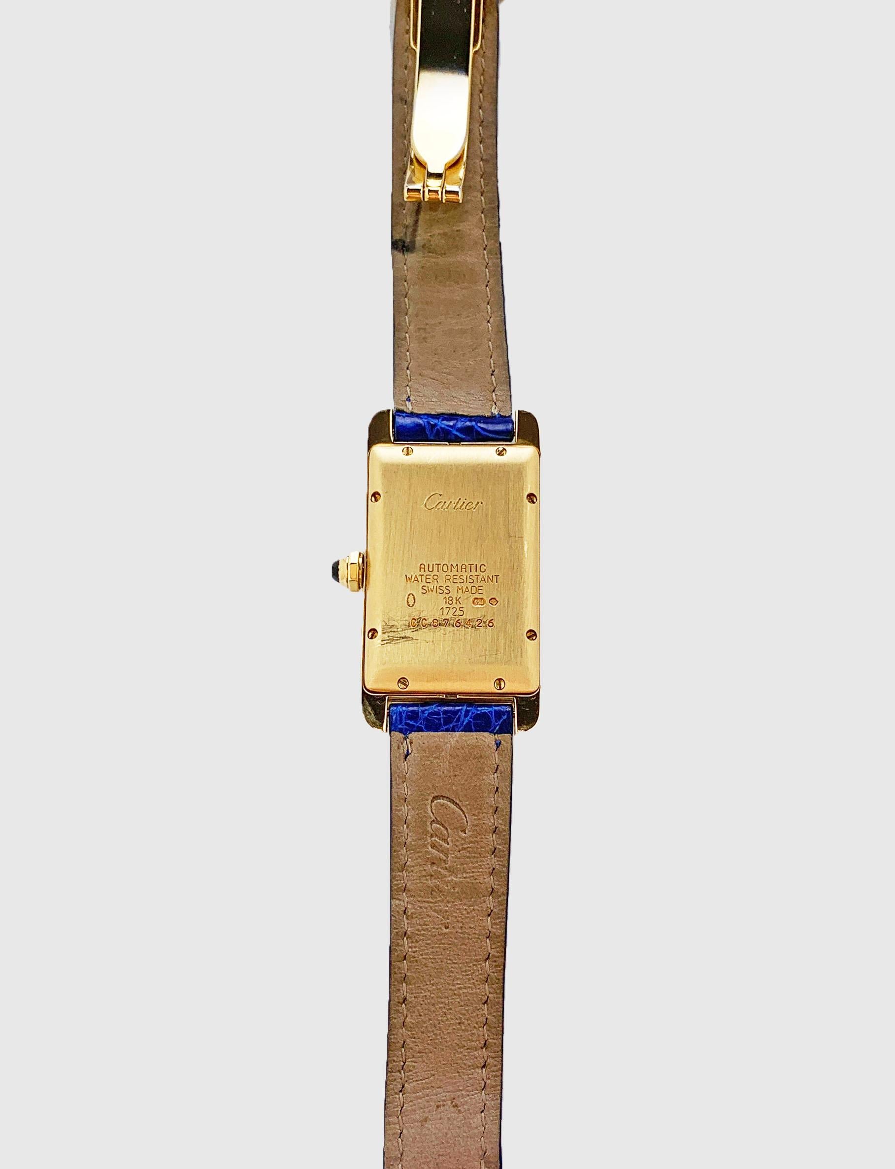 Cartier Tank Americaine 18 Karat Yellow Gold Automatic Watch For Sale 4