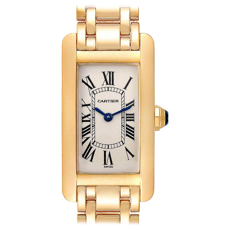 Cartier Tank Americaine 18 Karat Yellow Gold Ladies Watch W26015K2 For Sale