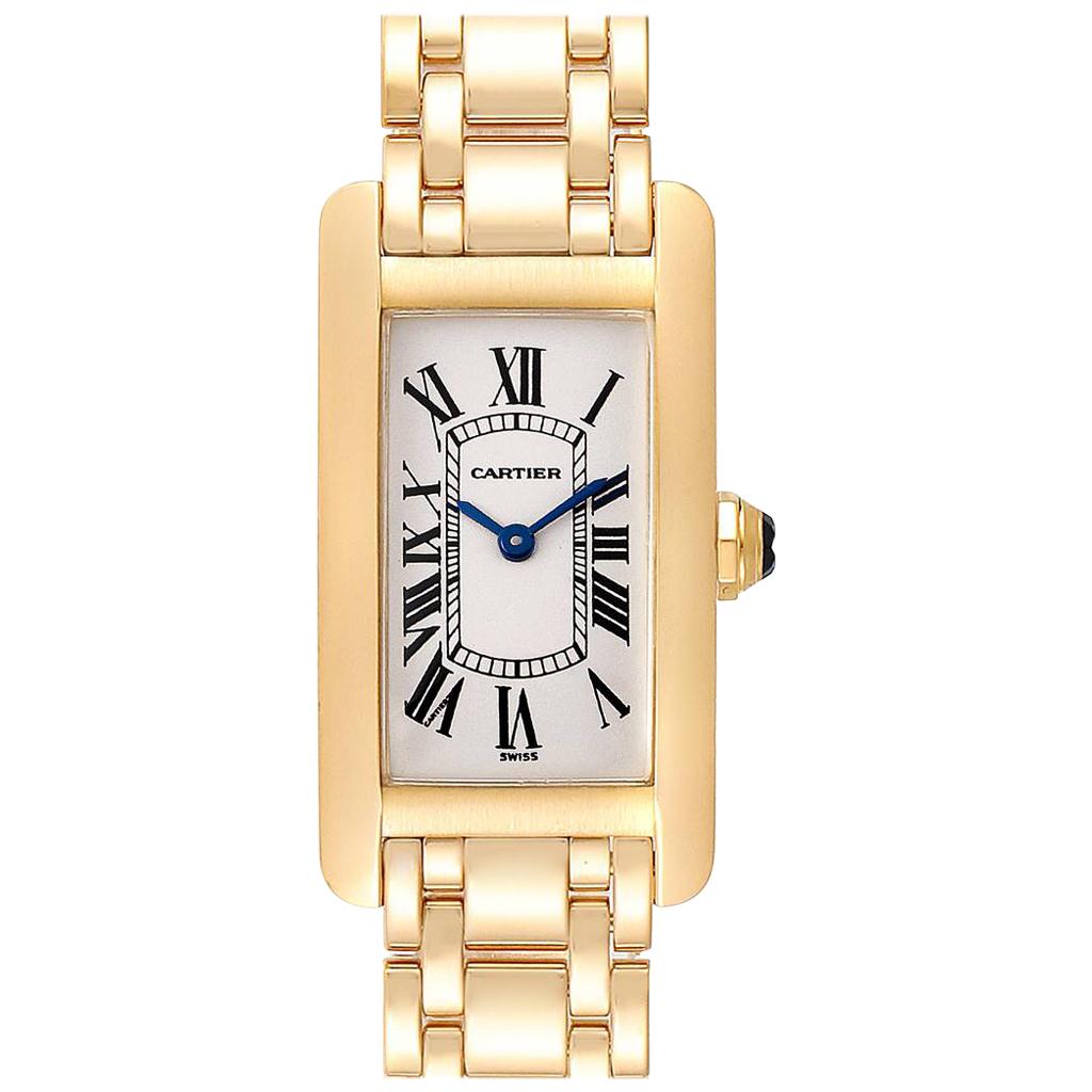 Cartier Tank Americaine 18 Karat Yellow Gold Ladies Watch W26015K2 For Sale